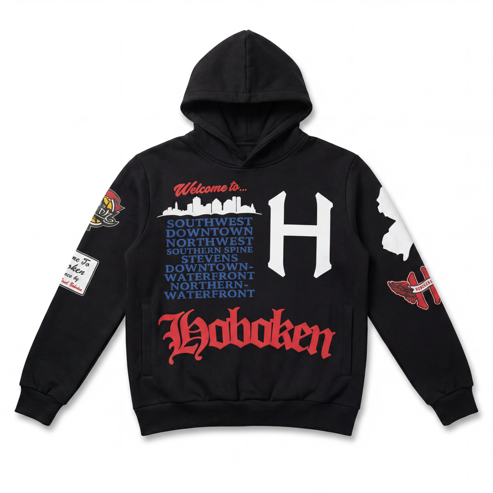Hoboken Puff Print Hoodie (Black)