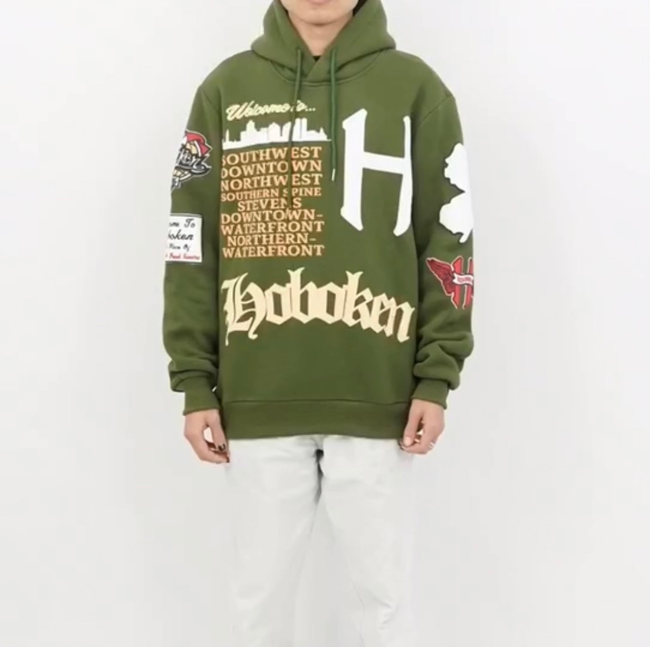 Welcome To Hoboken (Puff Print) Hoodie (Army Green) (Pre-Order)