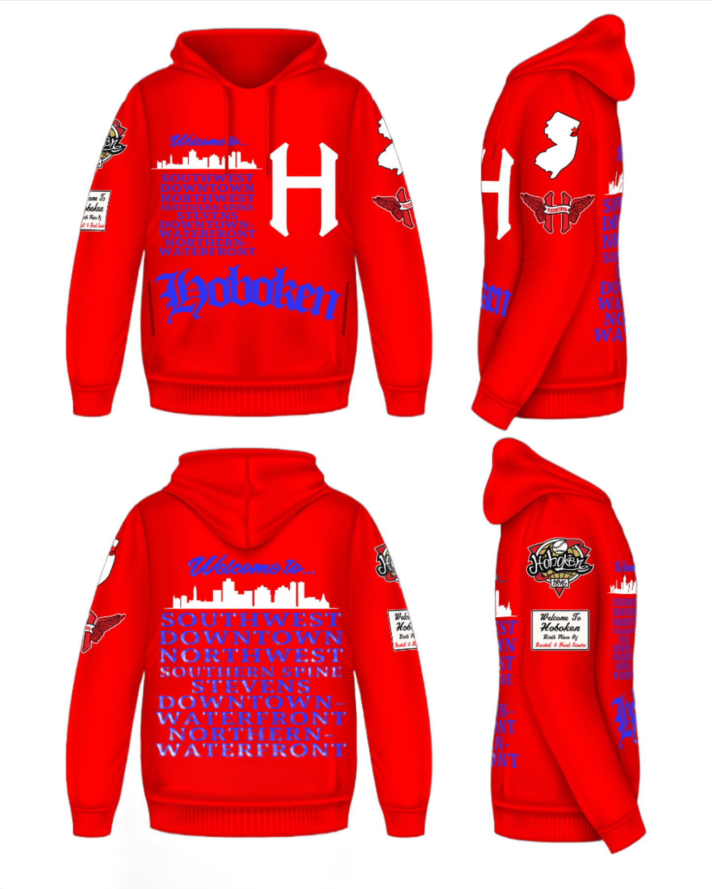Welcome To Hoboken Puff Print Hoodie (Red) (Pre-Order)